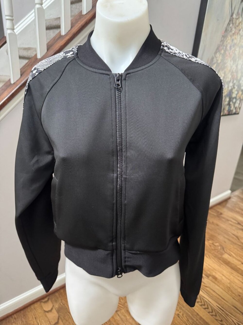 Pam & Gela Crop Track Jacket with Boa Python Stripe Size Small